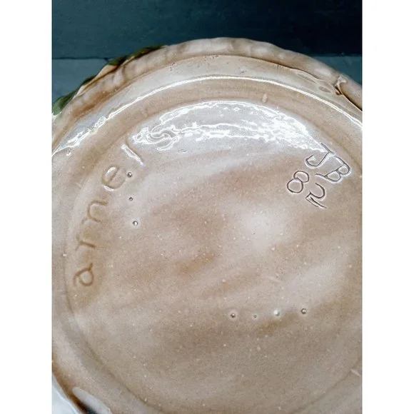 Vintage Mushroom Cookie Jar Orange Arnel's Hand Painted Ceramic Signed Canister - Picture 8 of 12